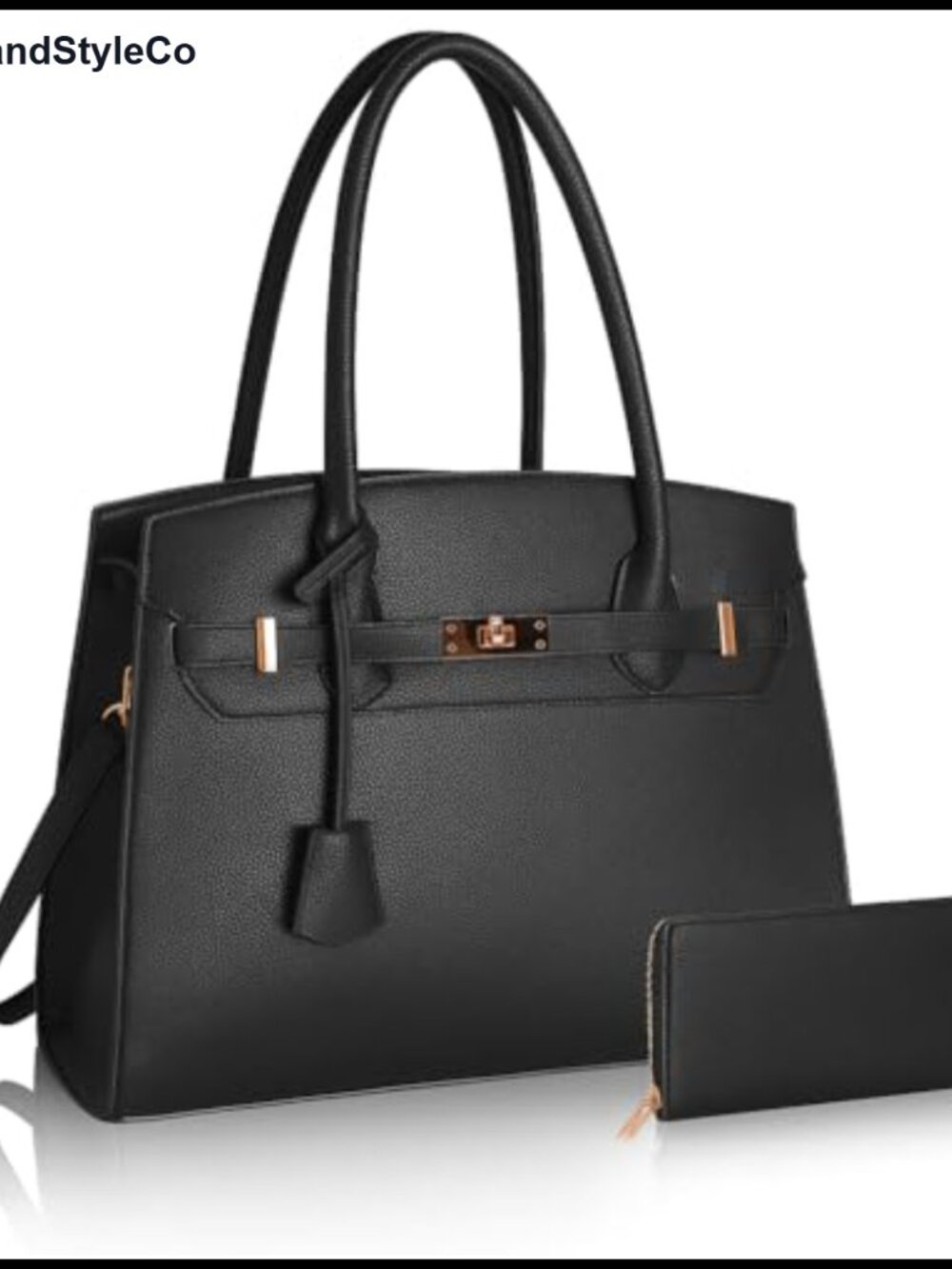 Women's Vegan Leather Satchel Bag with Wallet, Adjustable Strap Work Handbag